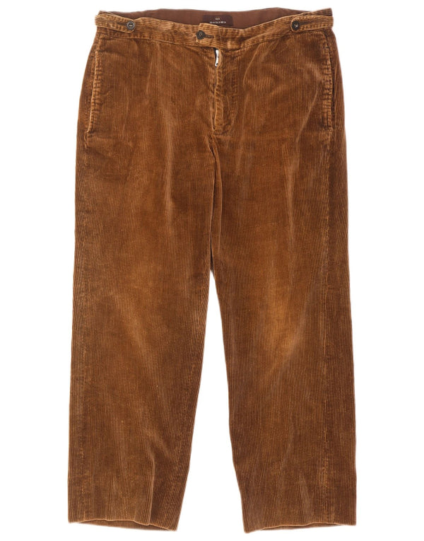 Zara Calça masculina reta de veludo cotelê UE 44 grande W34 L27 algodão marrom