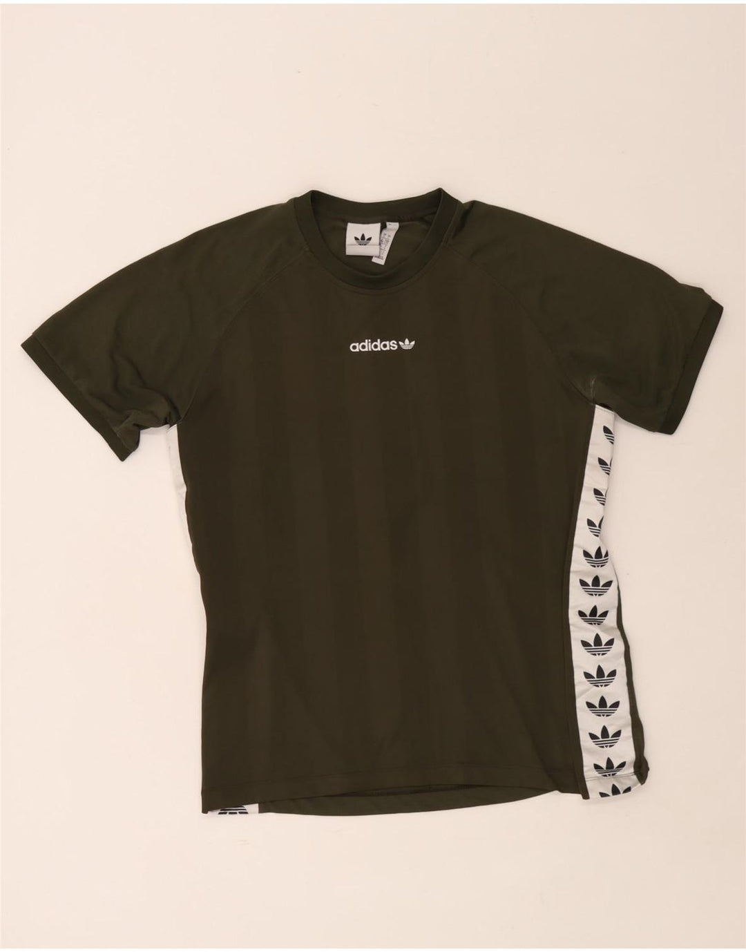 Adidas Mens Graphic T-Shirt Top Grande Cáqui Colorblock Poliéster