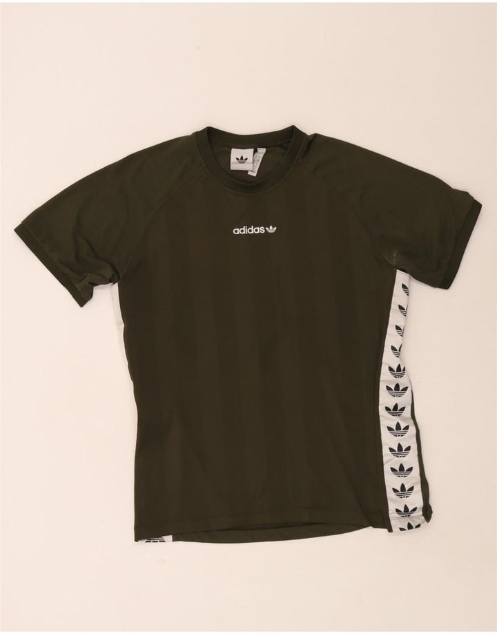 Adidas Mens Graphic T-Shirt Top Grande Cáqui Colorblock Poliéster
