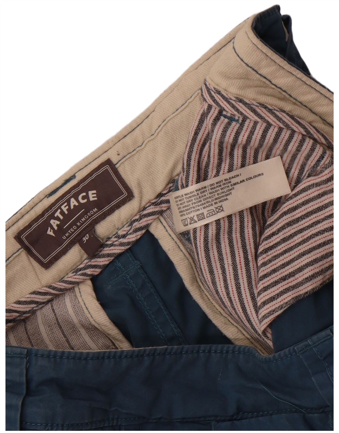 Shorts Chino Masculino Fat Face W30 Algodão Azul Médio