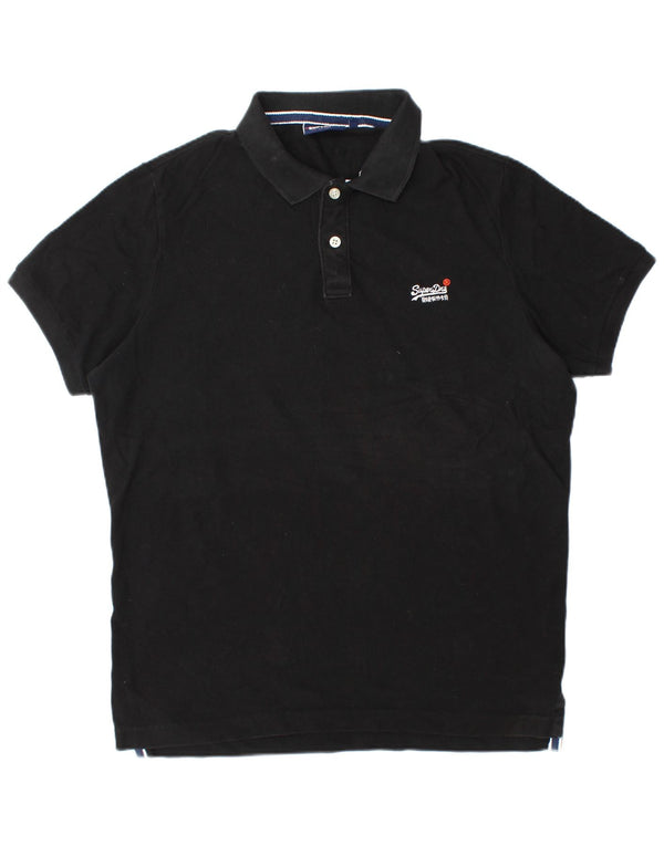 Superdry Mens Polo Shirt 2XL Black Cotton