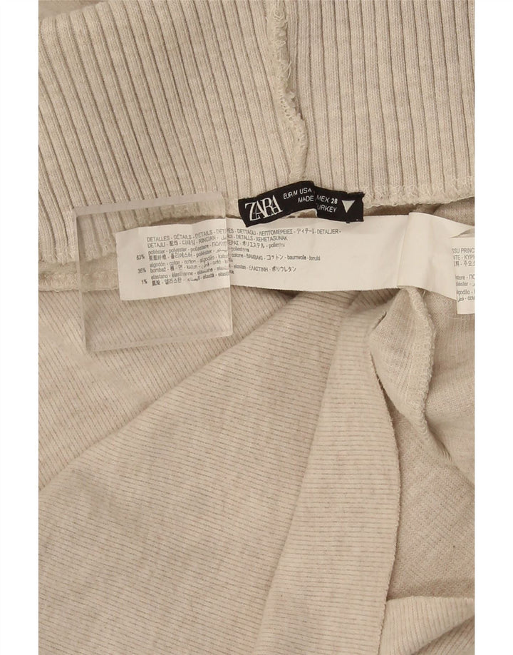 Suéter feminino Zara sem mangas com gola redonda Reino Unido 12 médio bege