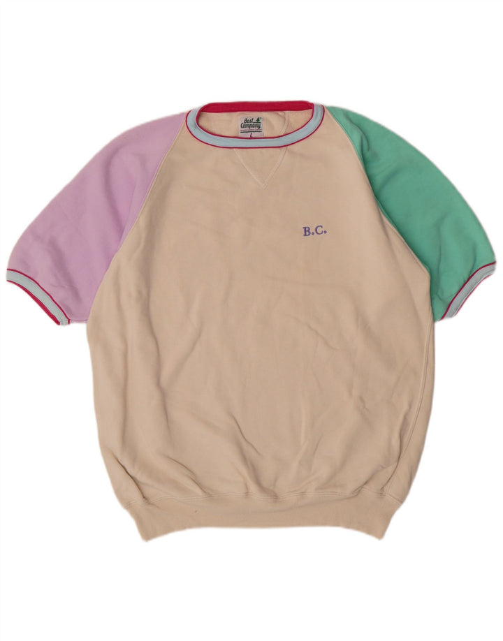 Suéter masculino com estampa gráfica de manga curta da Best Company, grande algodão bege