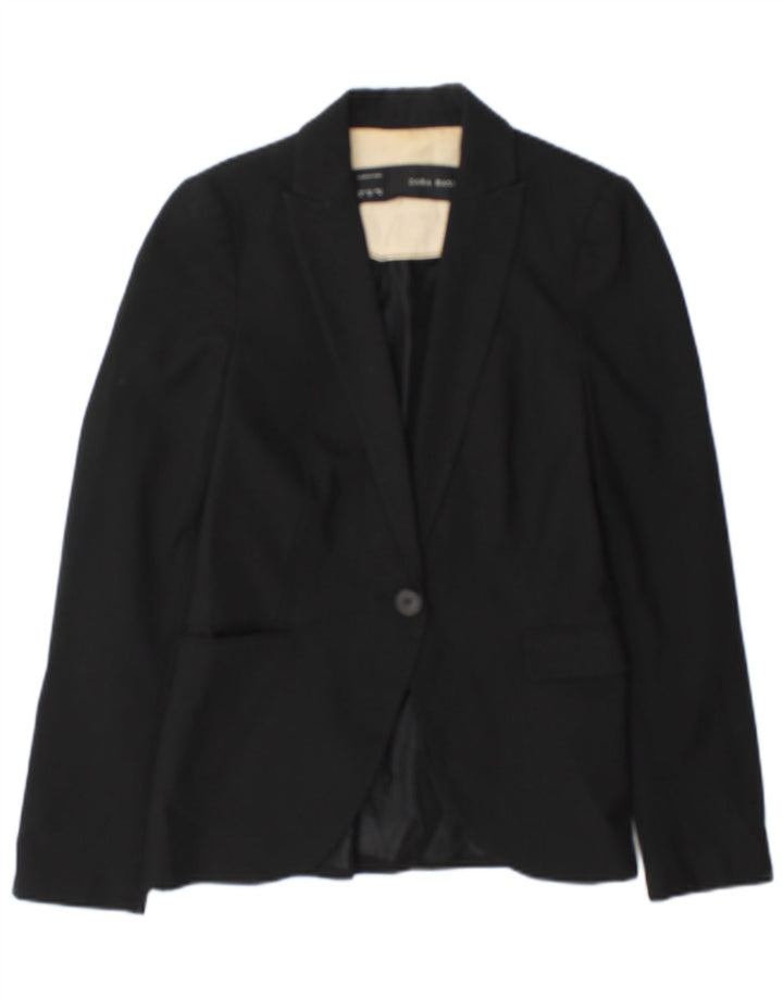 Jaqueta blazer feminina Zara com 1 botão EU 34 2XS acetato preto