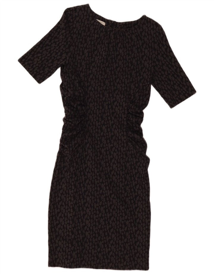 Vestido bodycon feminino HOBBS Reino Unido 12 algodão manchado cinza médio