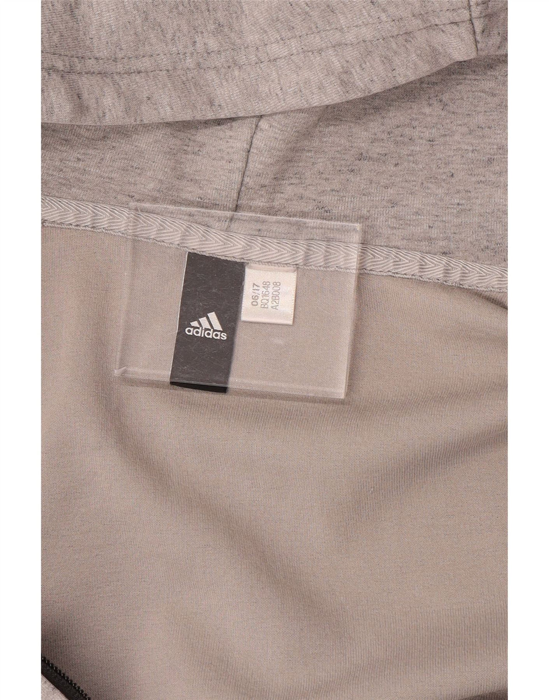 ADIDAS Suéter masculino com capuz e zíper grande cinza manchado