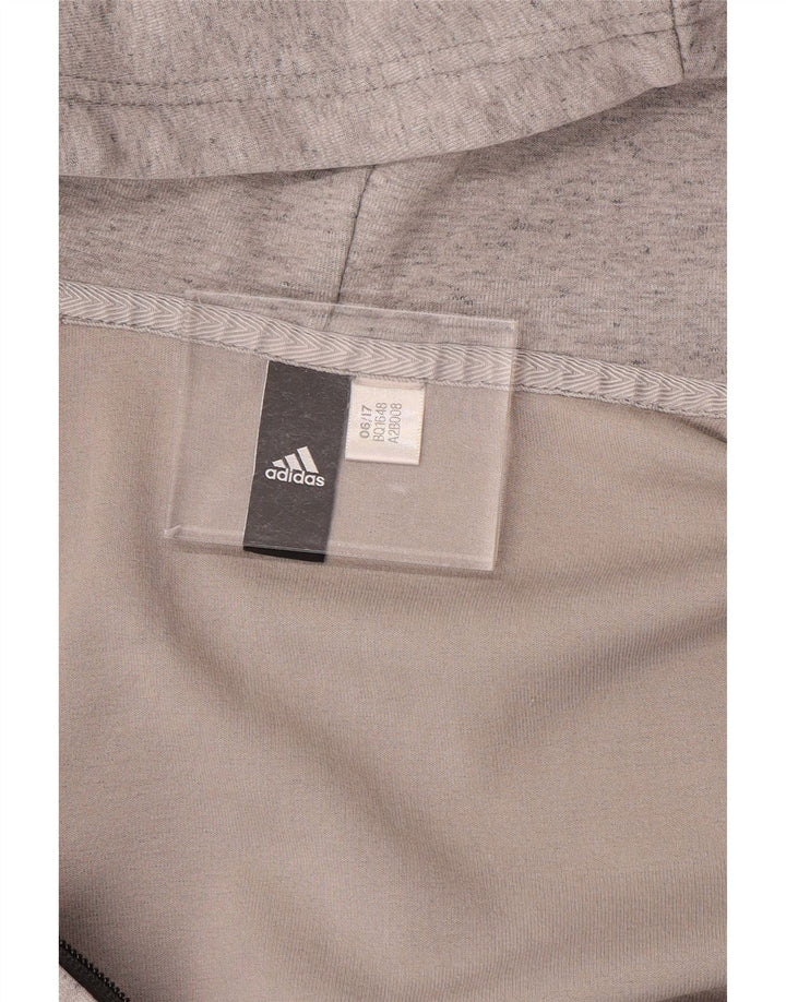 ADIDAS Suéter masculino com capuz e zíper grande cinza manchado