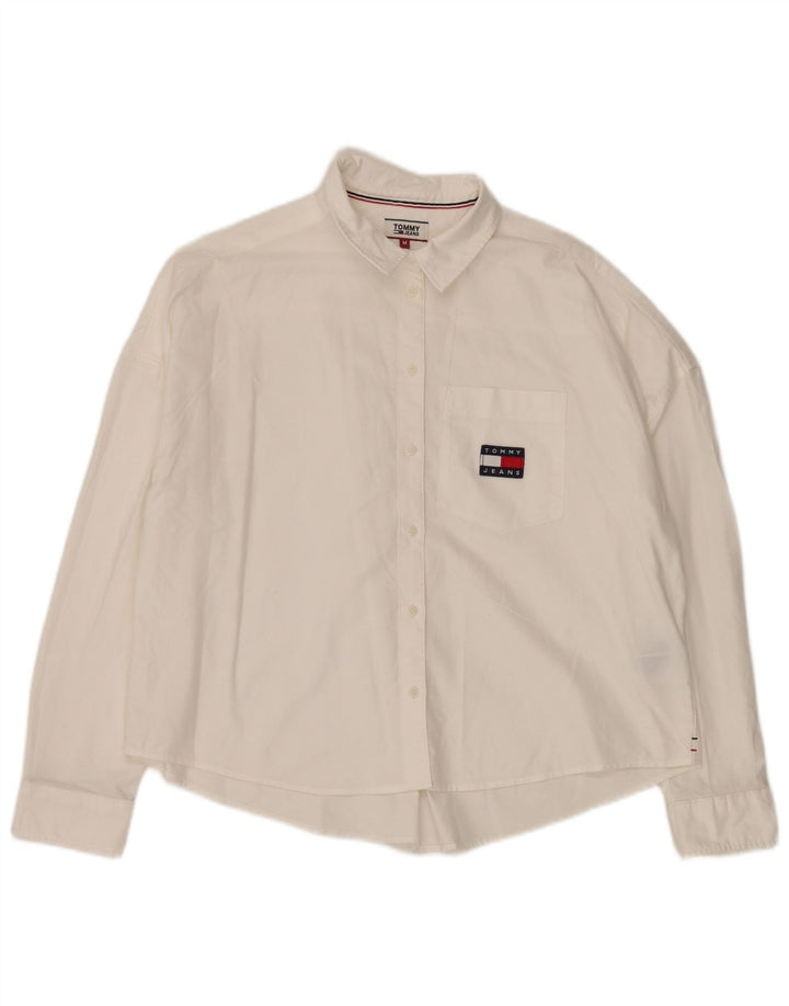 Camisa oversized feminina Tommy Hilfiger Reino Unido 14 médio algodão branco