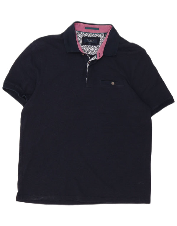 Camisa polo masculina Ted Baker tamanho 5 XL azul marinho