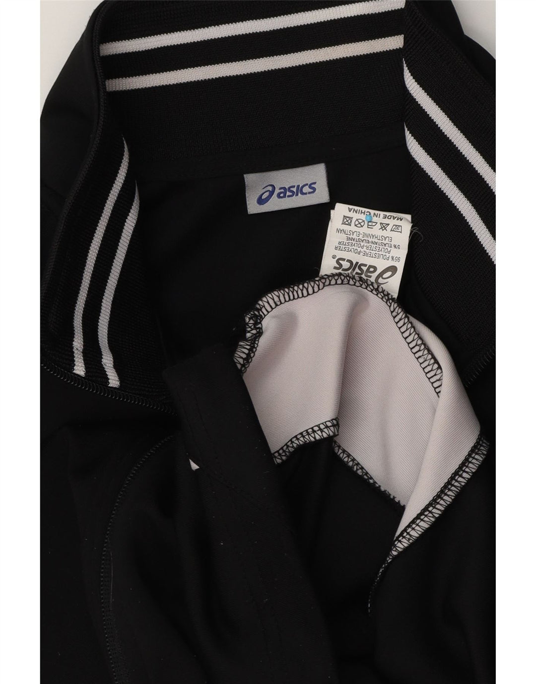 Asics Womens Tracksuit Top Jacket UK 14 Médio Preto Colourblock Poliéster