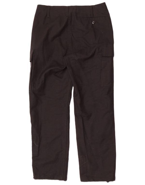 Calças cargo retas masculinas vintage W34 L32 algodão preto