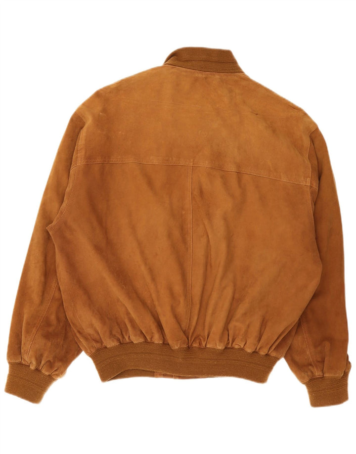 Jaqueta bomber masculina vintage de camurça IT 48 marrom médio