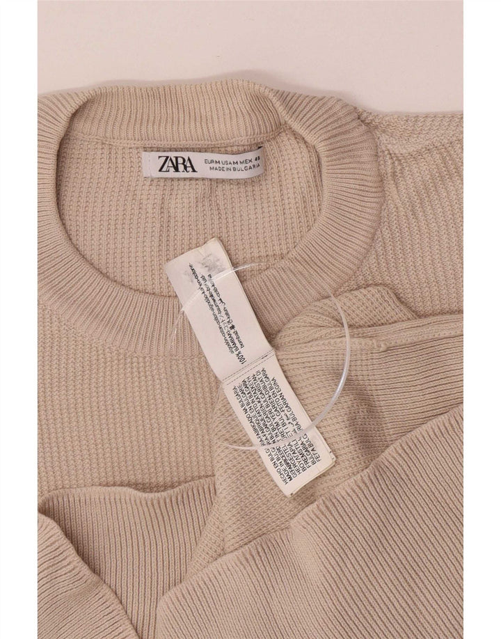 Zara Suéter masculino com gola redonda e bege médio