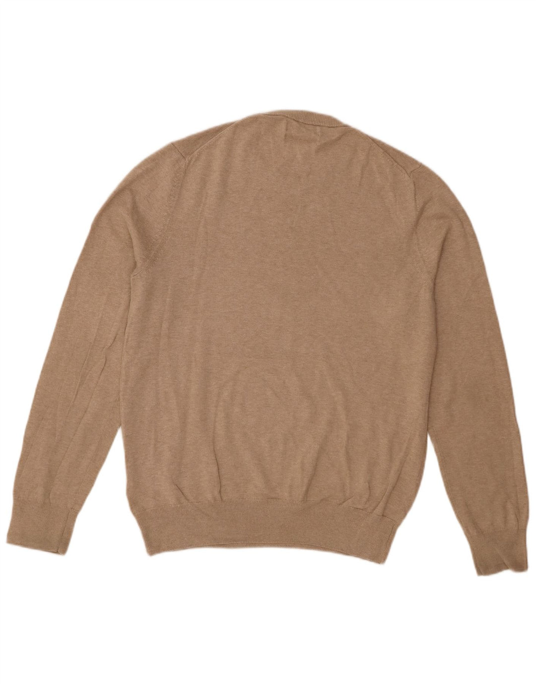 Suéter masculino Marks & Spencer com gola redonda, algodão bege médio