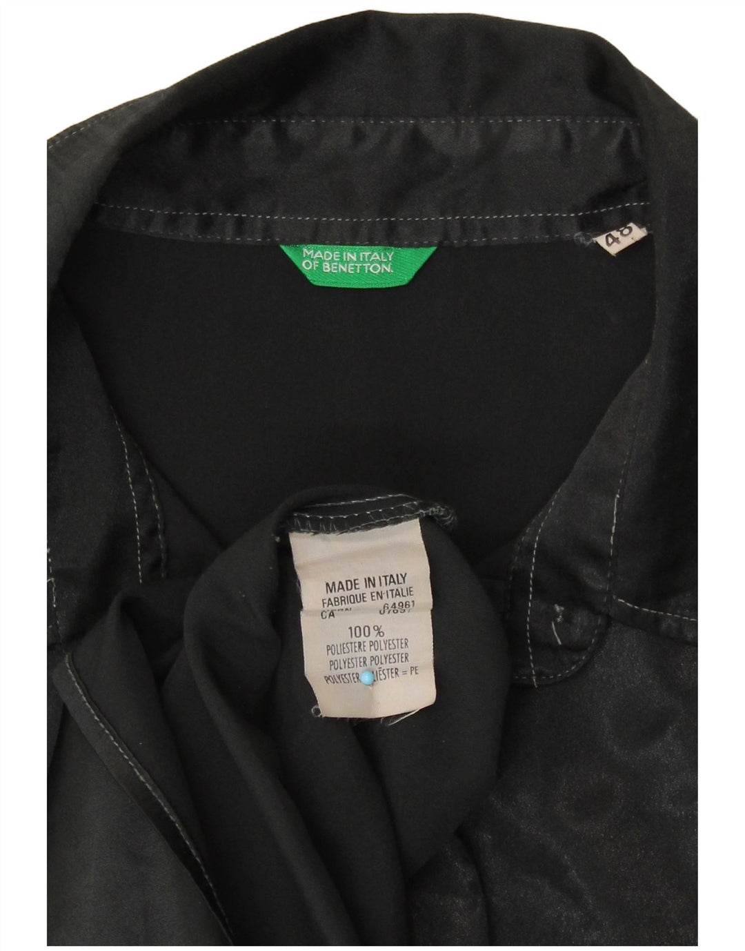 Camisa feminina Benetton IT 48 XL preta com estampa animal poliéster