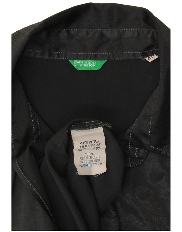 Camisa feminina Benetton IT 48 XL preta com estampa animal poliéster