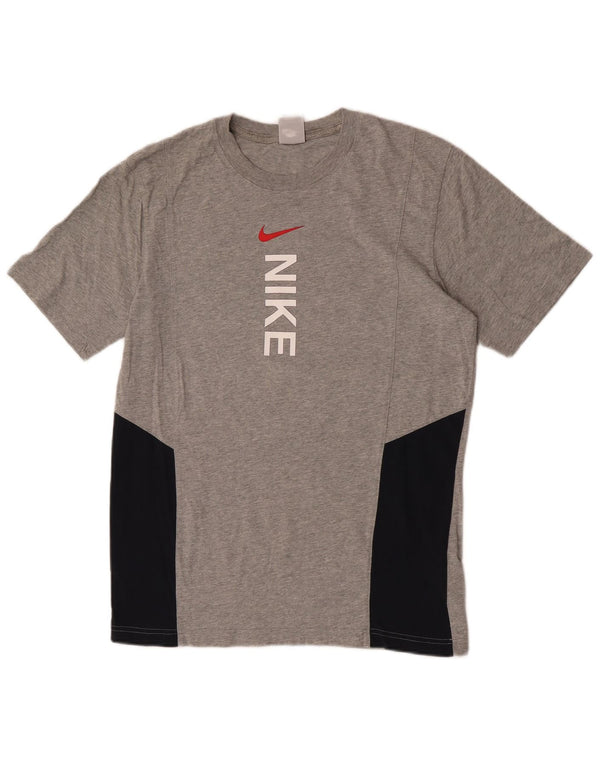 Camiseta Nike masculina gráfica Top cinza médio algodão colorblock