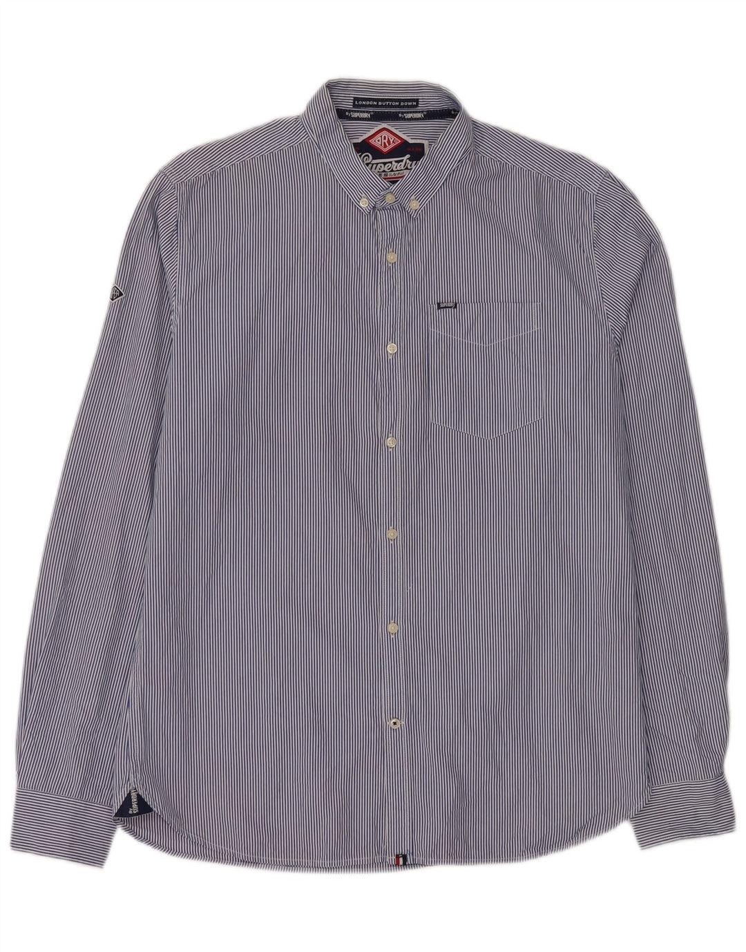 Camisa masculina Superdry XL listrada azul algodão