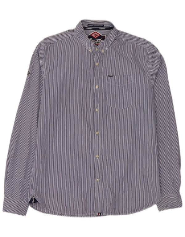 Camisa masculina Superdry XL listrada azul algodão