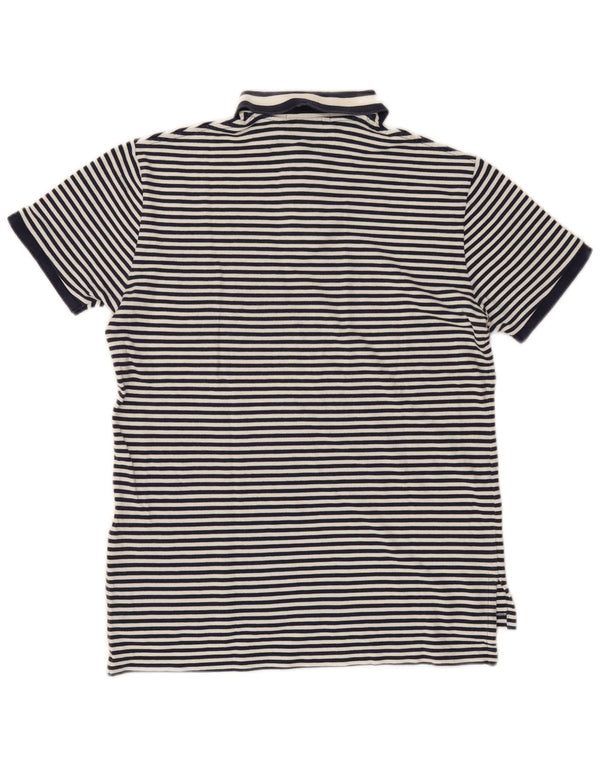 Polo Ralph Lauren Mens Custom Fit Camisa Média Azul Marinho Listrado Algodão