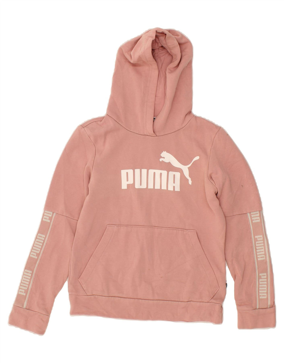 PUMA Womens Graphic Hoodie Jumper UK 6 XS Pink Cotton Vintage Puma and Second-Hand Puma from Messina Hembry 