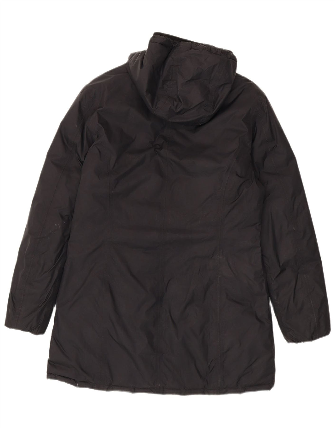 Casaco acolchoado reversível com capuz feminino K-Way EUA 6 bloco colorido preto médio