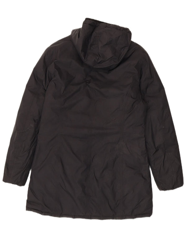 Casaco acolchoado reversível com capuz feminino K-Way EUA 6 bloco colorido preto médio
