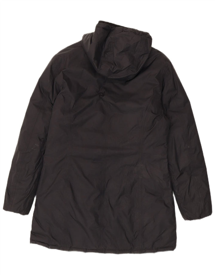 Casaco acolchoado reversível com capuz feminino K-Way EUA 6 bloco colorido preto médio