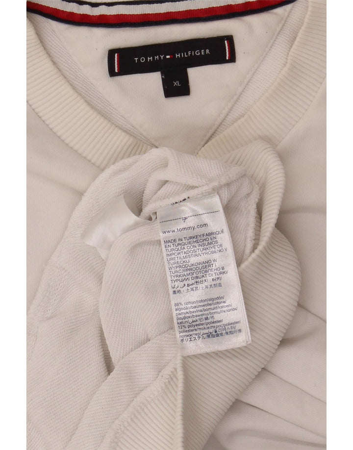 TOMMY HILFIGER moletom gráfico masculino Jumper XL algodão branco