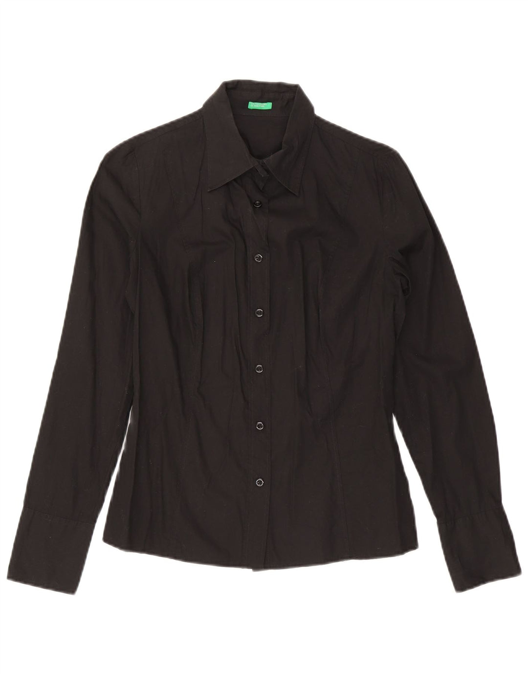 Camisa feminina Benetton UK 12 médio algodão preto