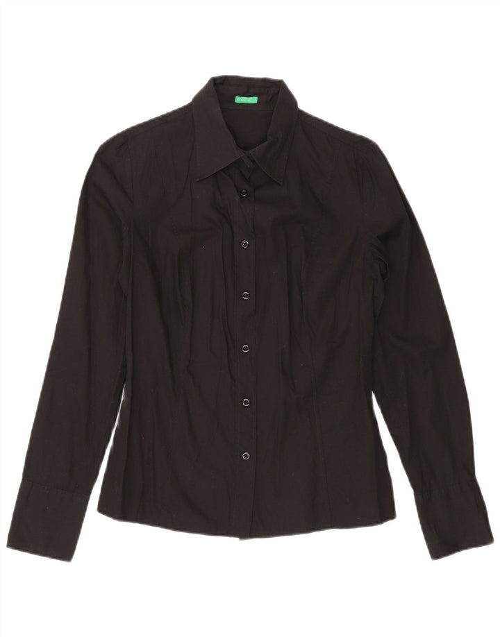 Camisa feminina Benetton UK 12 médio algodão preto
