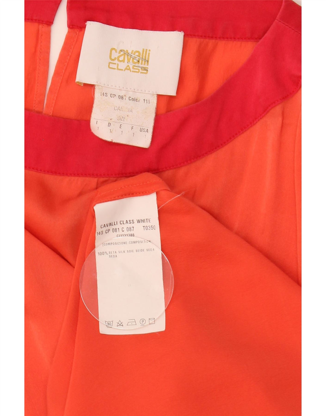 Blusa oversized feminina Cavalli US 1 XS laranja colorblock seda
