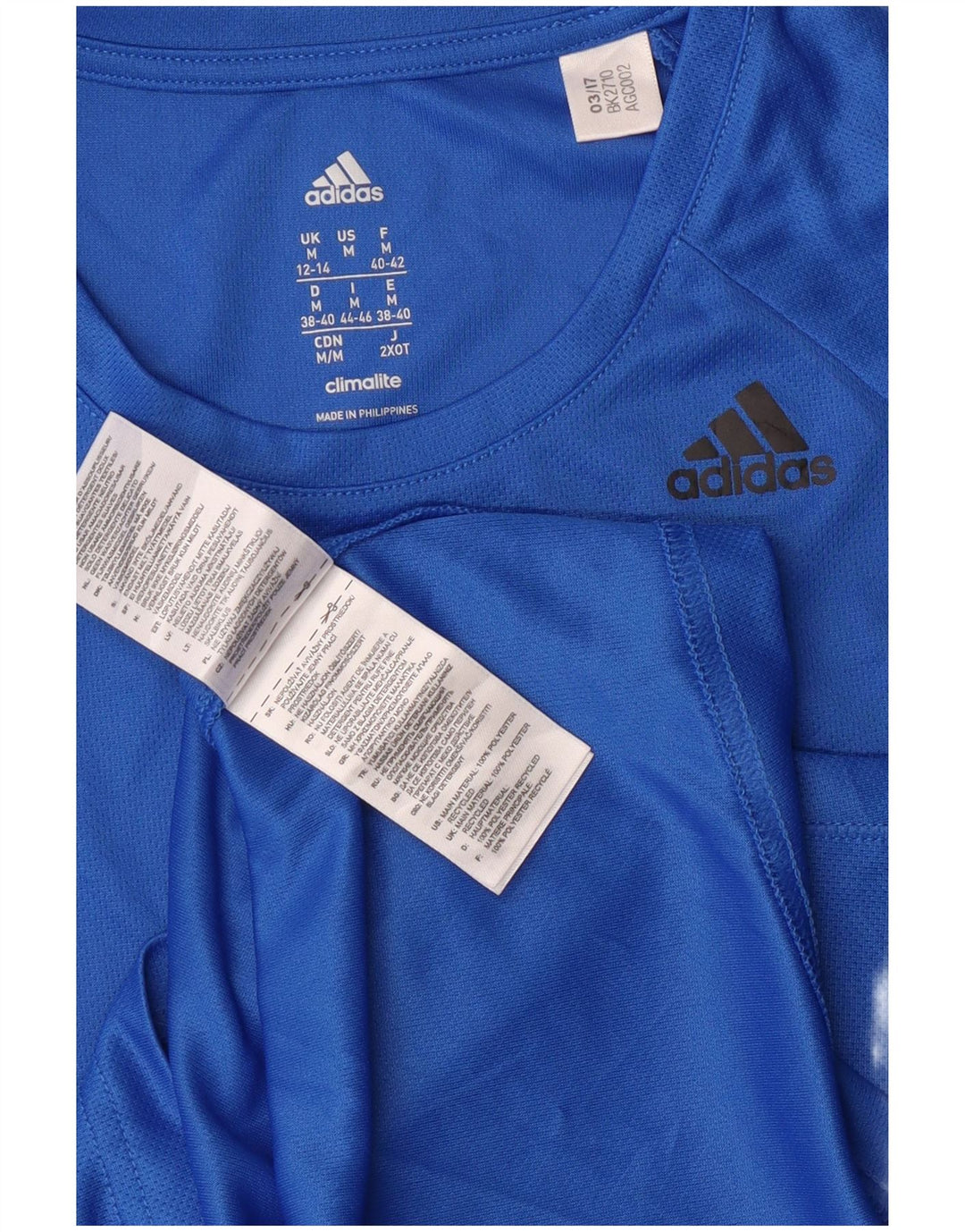 Camiseta Adidas Climalite Feminina Top UK 12/14 Azul Médio Poliéster