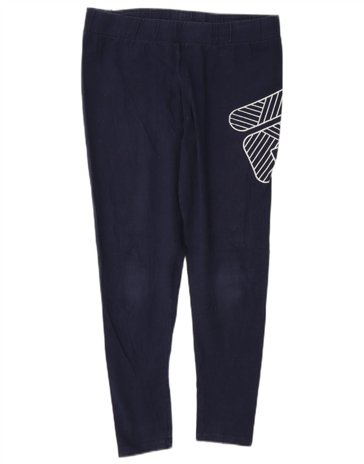 Fila Womens Graphic Leggings UK 12 Médio Algodão Azul Marinho