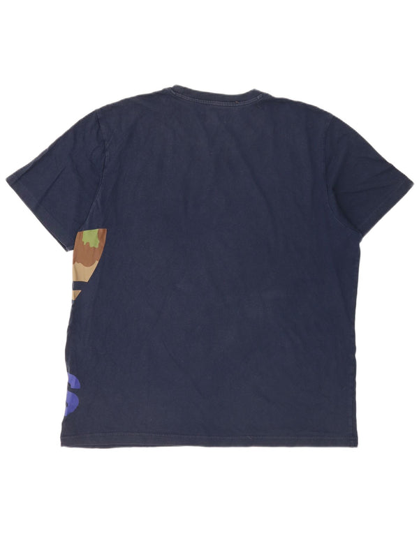Adidas Mens Graphic T-Shirt Top XL Azul Marinho Algodão