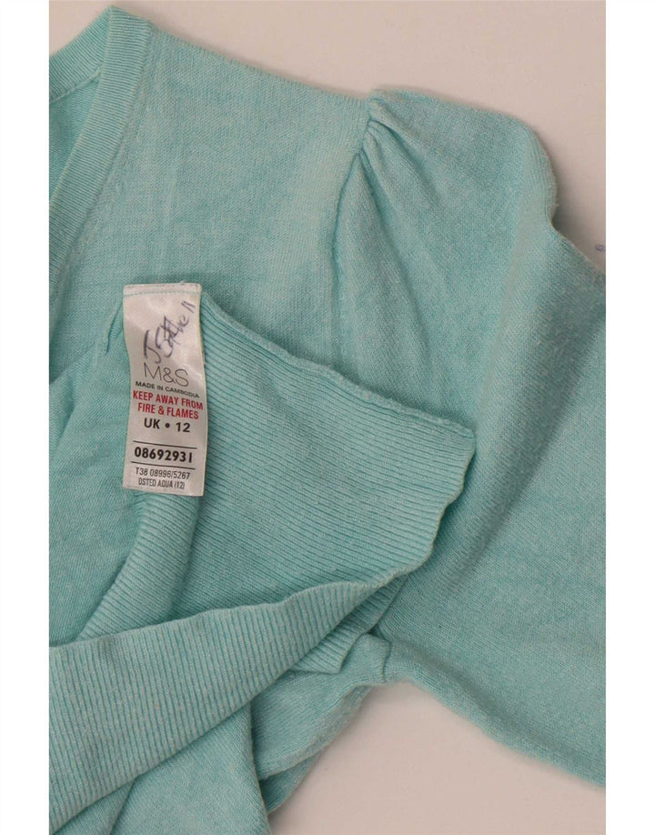Suéter cardigã feminino Marks & Spencer UK 12 médio turquesa viscose