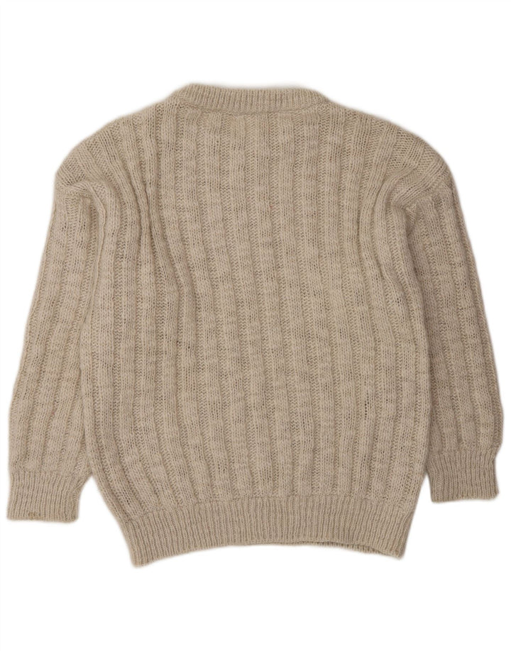 Suéter masculino VINTAGE com gola redonda grande bege