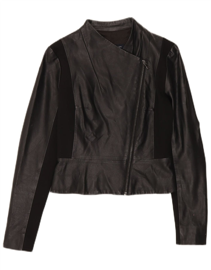 Jaqueta de motociclista colheita feminina French Connection UK 6 XS poliuretano preto
