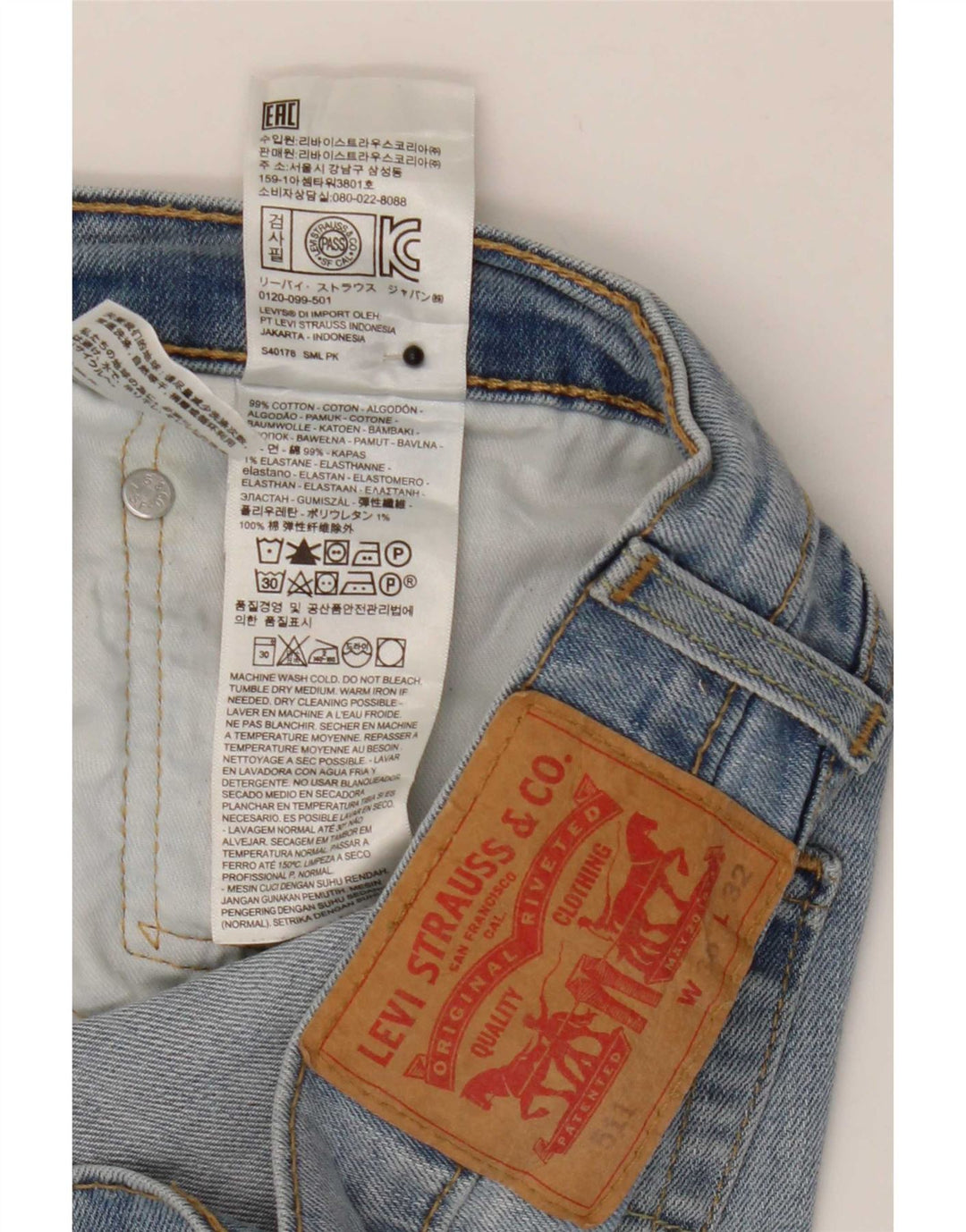 Calça Jeans Levis 511 Slim Masculina W36 L32 Azul Algodão