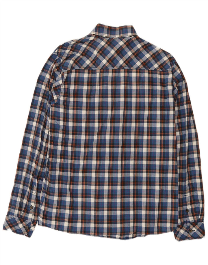 Camisa masculina Carhartt de algodão xadrez azul médio