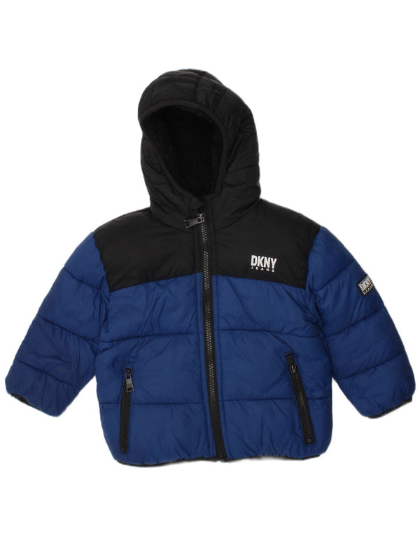 Jaqueta acolchoada com capuz para meninos DKNY 18-24 meses azul Colourblock Nylon