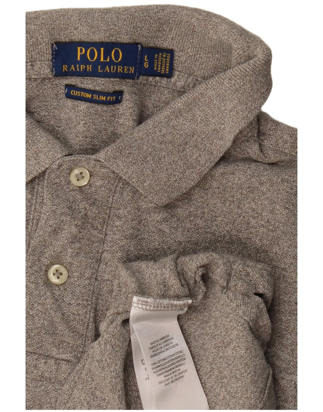 POLO RALPH LAUREN Camisa polo masculina personalizada slim fit grande algodão cinza