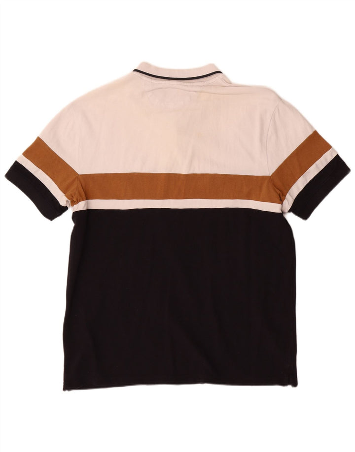 Camisa polo masculina Zara XL branca colorblock