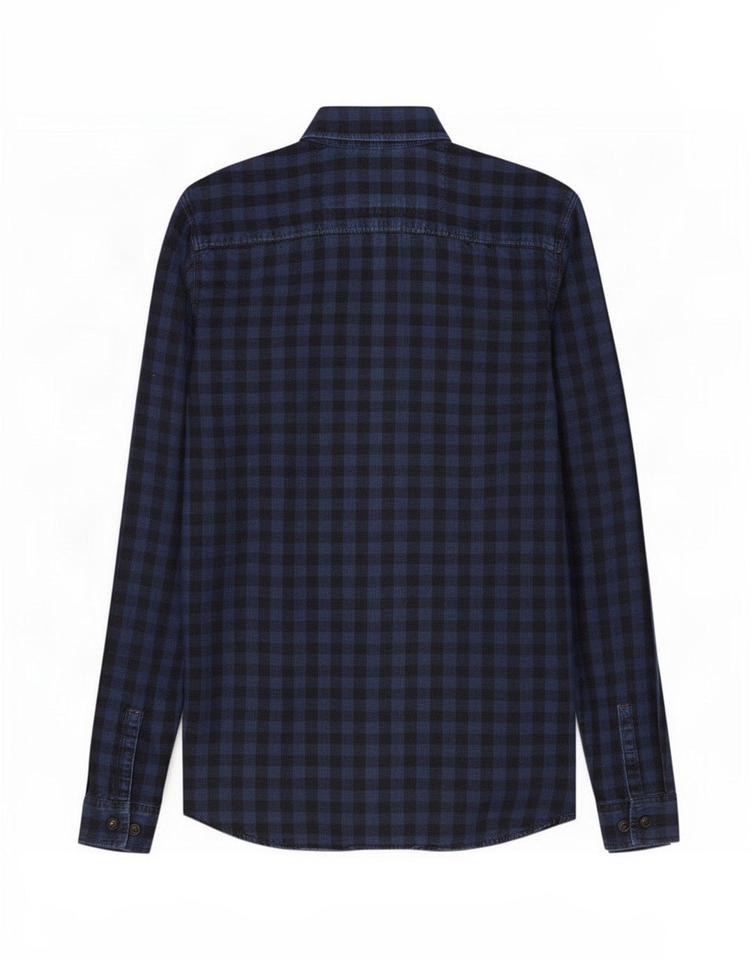 Camisa masculina de trabalho Jack & Jones pequena azul marinho algodão guingão