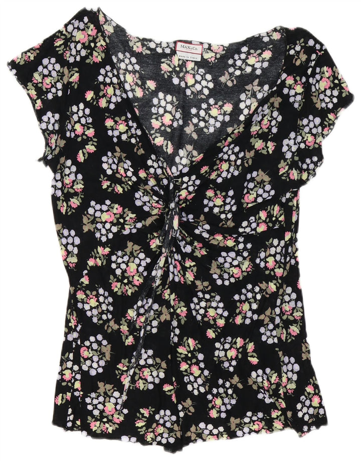 Blusa feminina Max & Co. UK 10 pequena floral preta