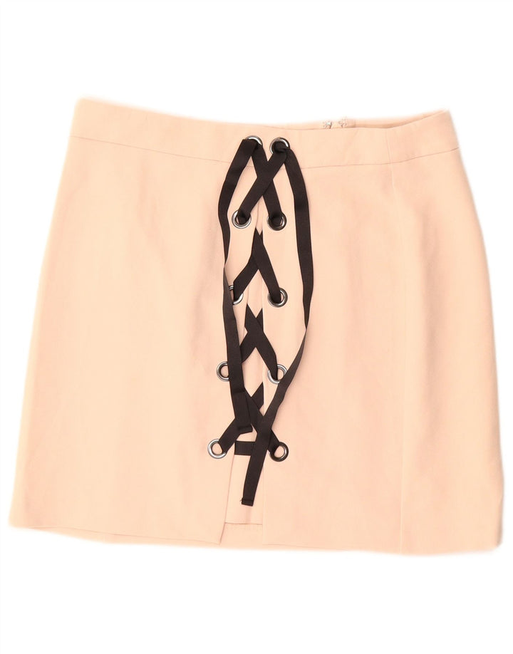 Minissaia feminina Topshop UK 12 médio W30 poliéster bege
