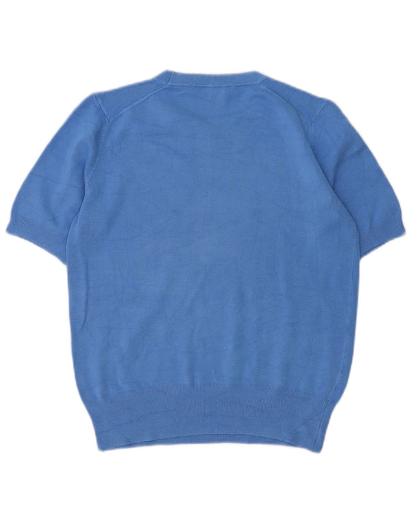 Suéter Zara feminino manga curta com gola redonda Reino Unido 16 grande azul