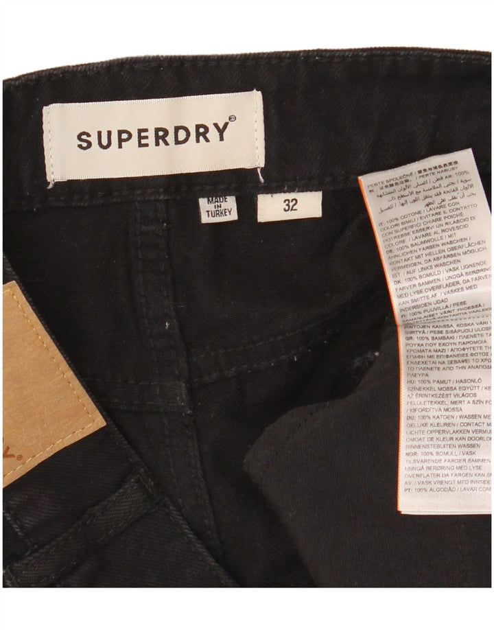 Calça jeans feminina Superdry cintura alta W32 grande algodão preto