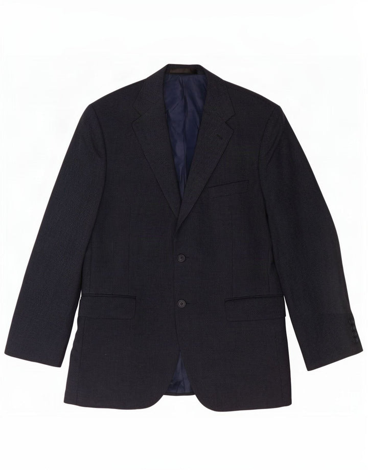Jaqueta blazer masculina de 2 botões Marks & Spencer Reino Unido 42 grande azul marinho nova lã