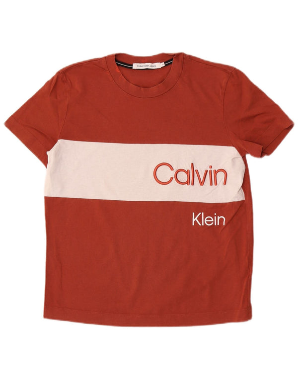 Calvin Klein Jeans Camiseta feminina gráfica Top UK 14 Médio Marrom